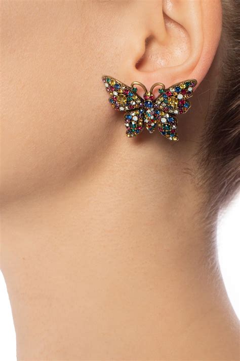 gucci butterfly earrings dangle|interlocking Gucci earrings.